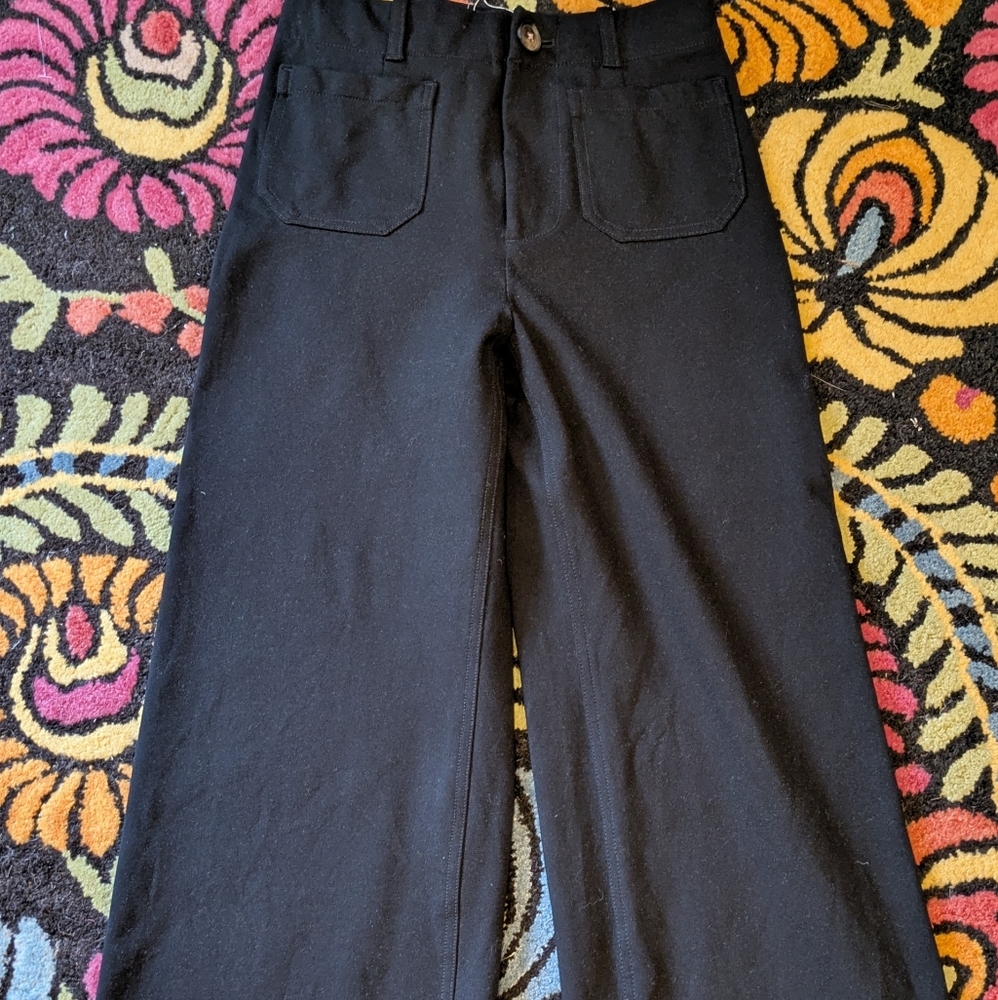 Anthropologie Courtney Black Wide-Leg Pants